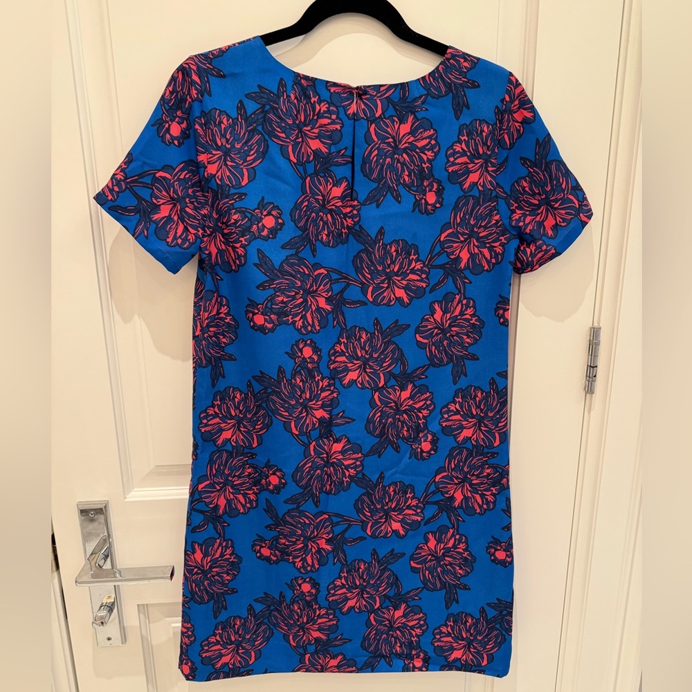 J. Crew Vibrant Blue and Red Floral Mini Dress